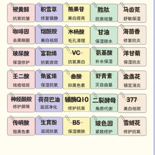 30种护肤成分一览表及使用建议